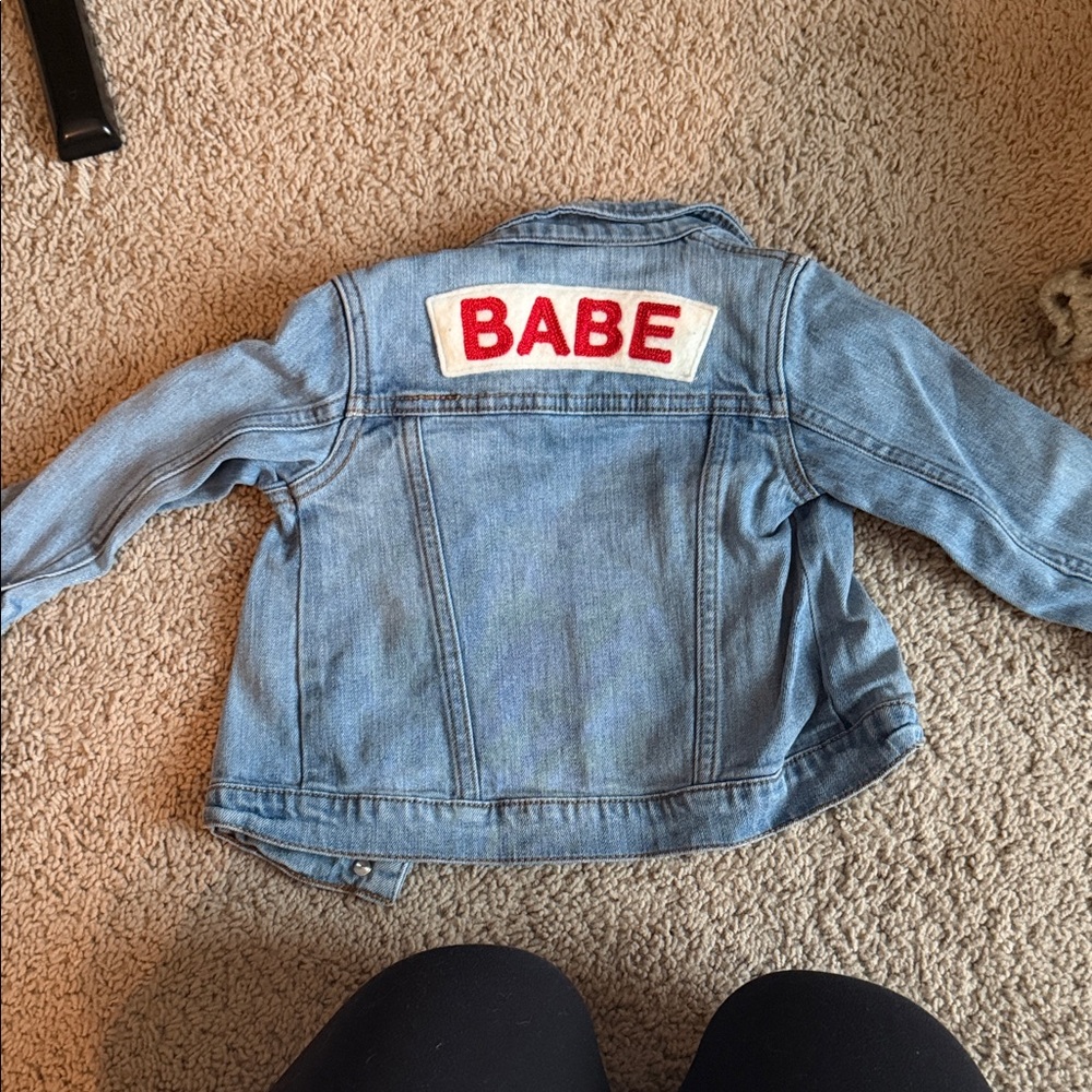 Ingrid and Isabel-Kids Denim Jacket with Red 'Babe' Patch